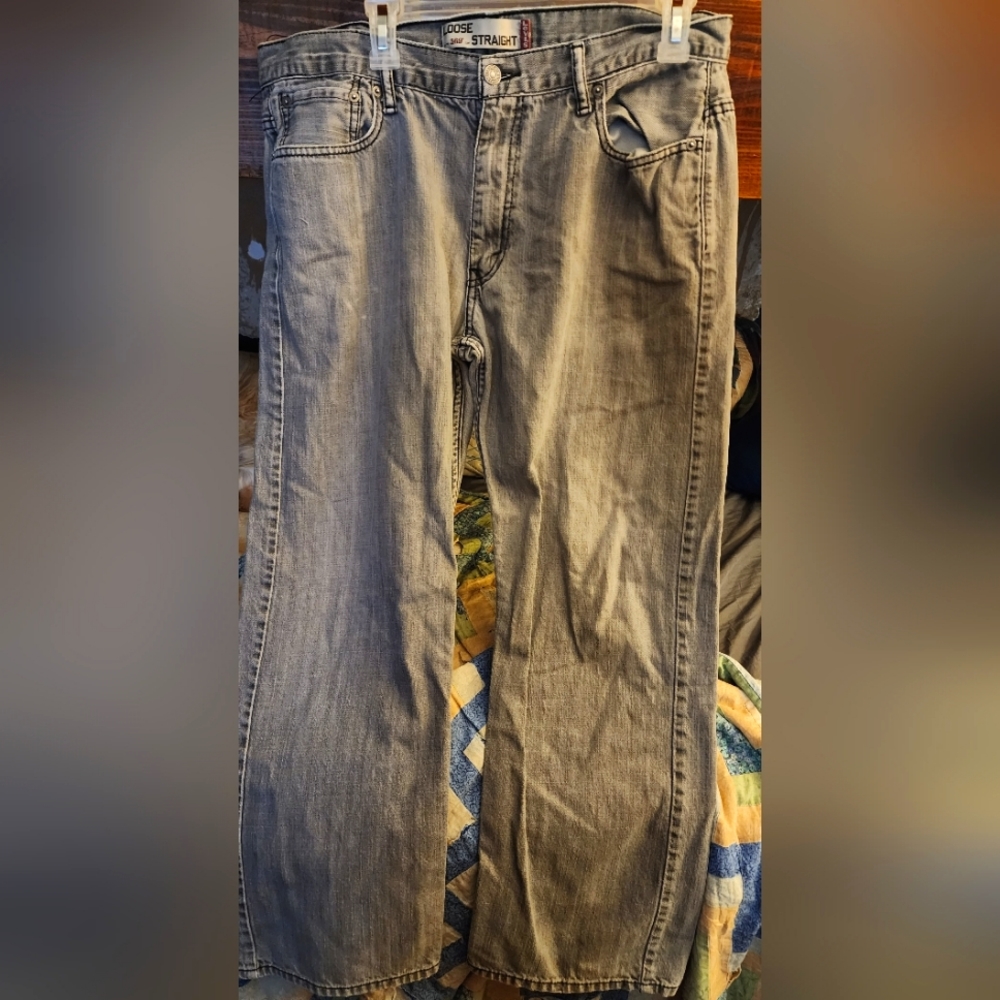 Levis Red Label 569 mens 36x32 grey stonewash jeans